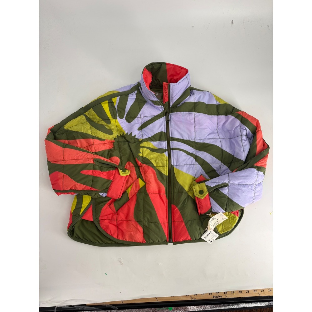 Free People FP Movement Pippa Packable Puffer Jacket Retro Sun Martini Olive XS